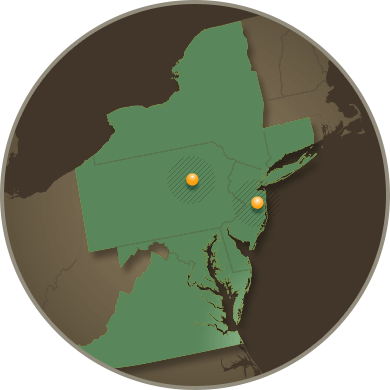 NJ & PA map